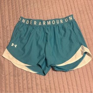 Under Armour Women's Teal and White Athletic Shorts